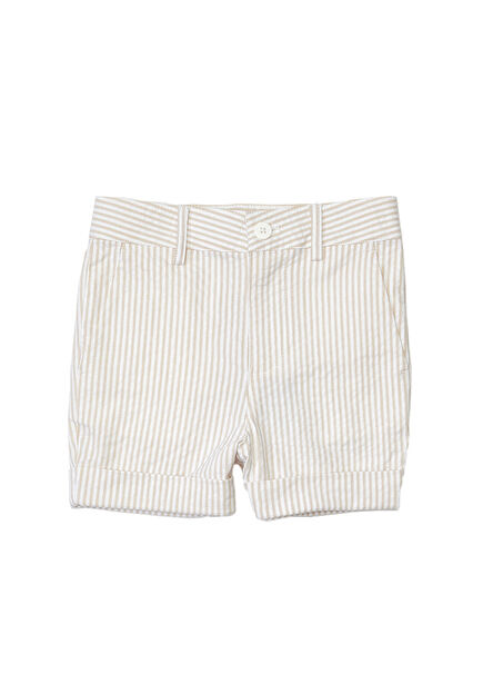 Beige Cream Striped Boys Shorts