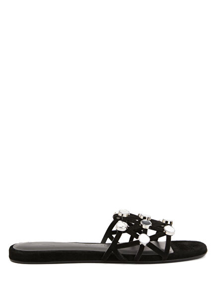 Black Women's Leather Slippers