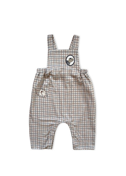 Wavy Checked Dokuma Kız Bebek Organik Pamuk Tulum