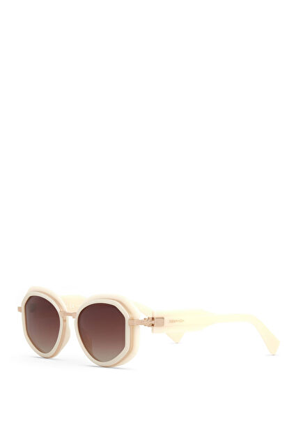 DS 2347 C4 Geometric Gold Color - Cream Acetate Women's Sunglasses