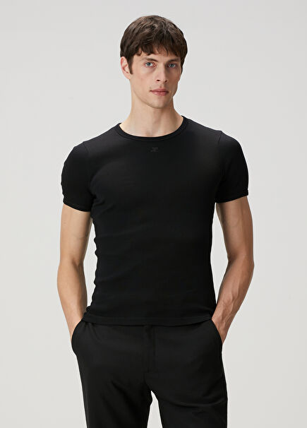 Black Logo Embroidered T-Shirt