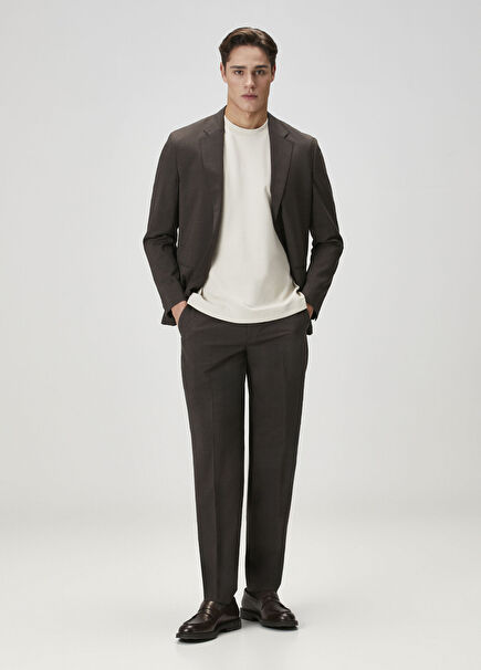 Curtis Kahverengi Beli Kordonlu Yün Pantolon