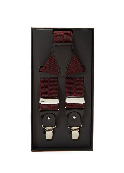 Bordo Dikiş Detaylı Erkek Pantolon Askısı