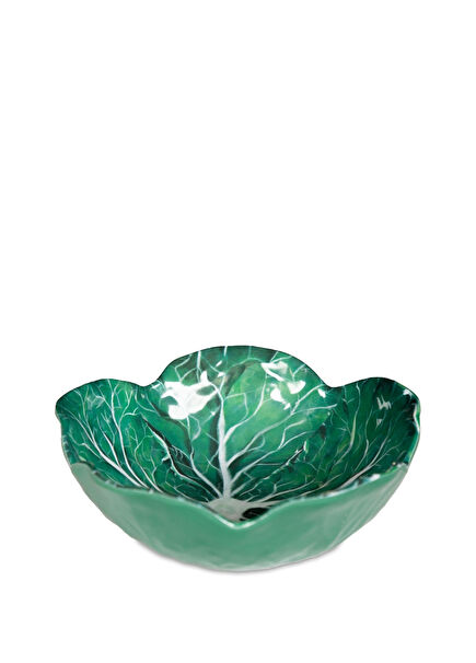 Botanica Çiçek Desenli Yeşil Melamin Çukur Tabak 18 cm