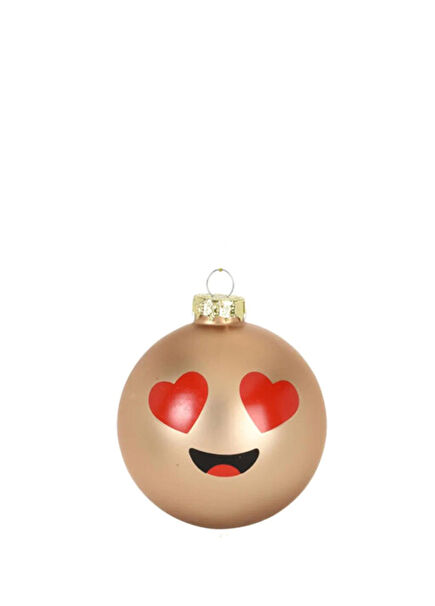 Sarı Emoji Kalpli Gözler Top Yılbaşı Ağacı Süsü