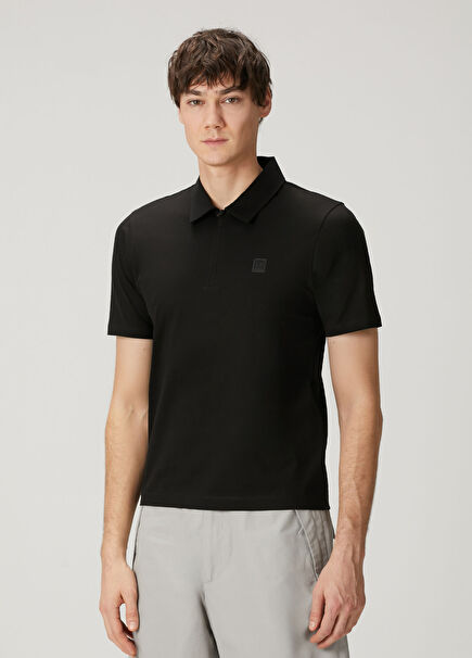 Black Short Sleeve Polo Sweater