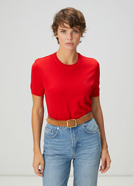 Red Short Sleeve Sweater