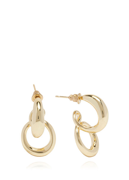Gold 2-Piece Oval Women's Earrings