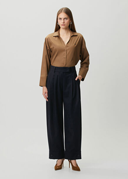 Black Pleated Wool Pants