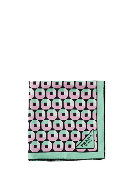 Yeşil İpek Desenli Twill Kadın Fular