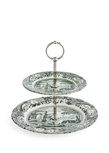 Heritage Green Italian 2 Tier Porcelain Stand