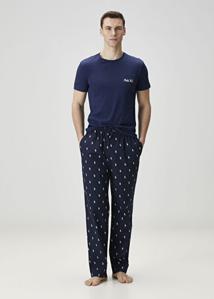 Lacivert Logo Desenli Pijama Altı