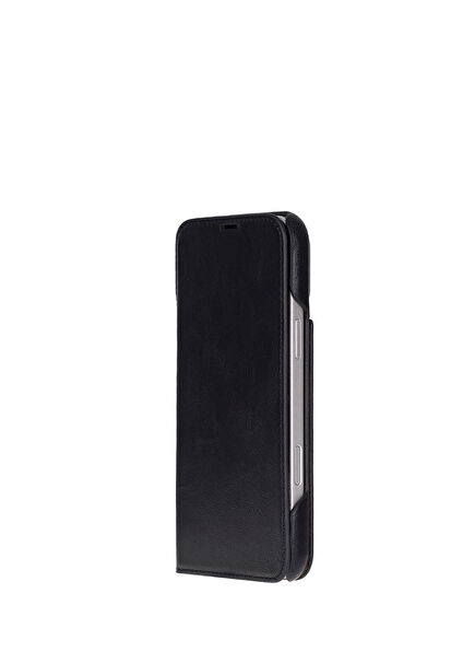 Sonat iPhone 17 Siyah Deri Folio Telefon Kılıfı