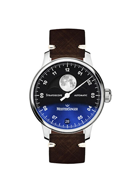 Stratoscope Black Sunburst Blue Kahverengi Deri Erkek Kol Saati