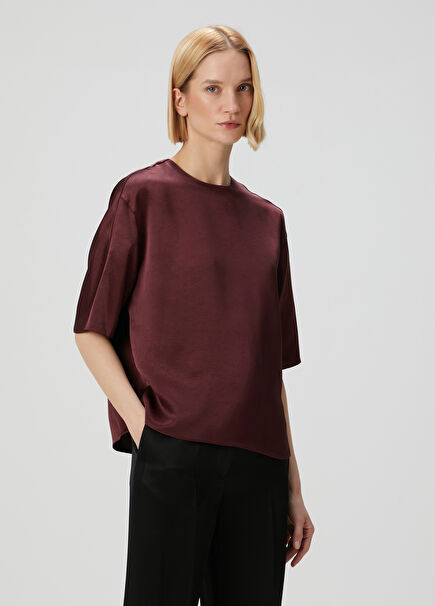 Burgundy Satin Blouse