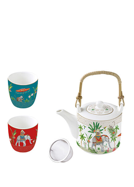 Marajah Porselen Çaydanlık ve 2'li Fincan Seti