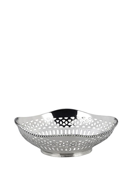 Gümüş Kaplama Oval Ekmek Sepeti 21 cm