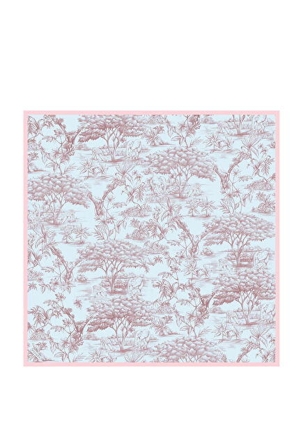 Sketch Patterned Twill Silk Women's Scarf