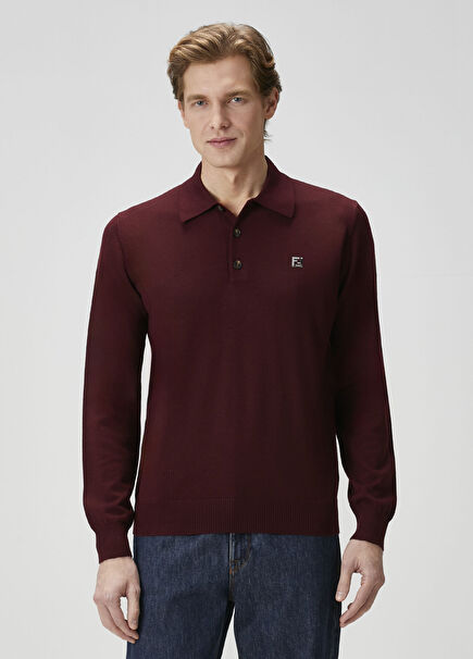Bordo Polo Yaka Yün Triko
