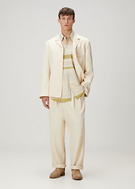 Powder Waist Corded Double Pleated Trousers