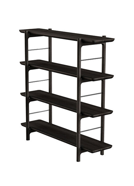 Homeland 3 Bölmeli Dark Masif Meşe Kitaplık