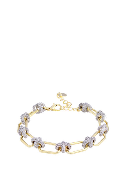 Beaded Square Women's Gold Plated Bracelet