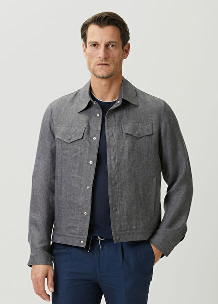 Dark Grey Linen Overshirt