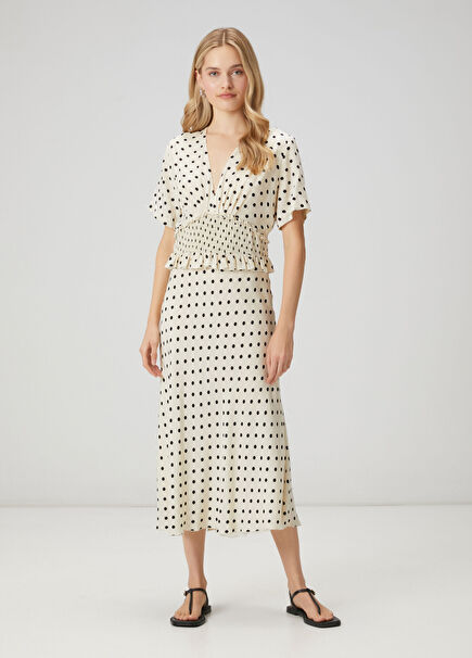 Off-White Polka Dot Midi Dress