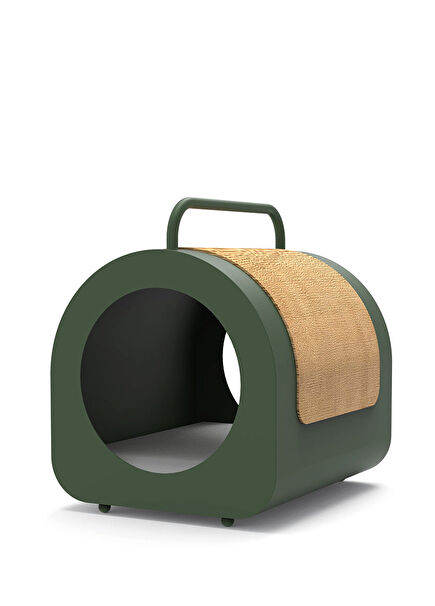 Dark Green Cat House with Purr Cushions