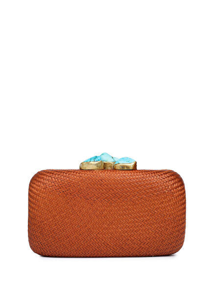 Kali Kahverengi Doğal Taş Detaylı Kadın El Çantası