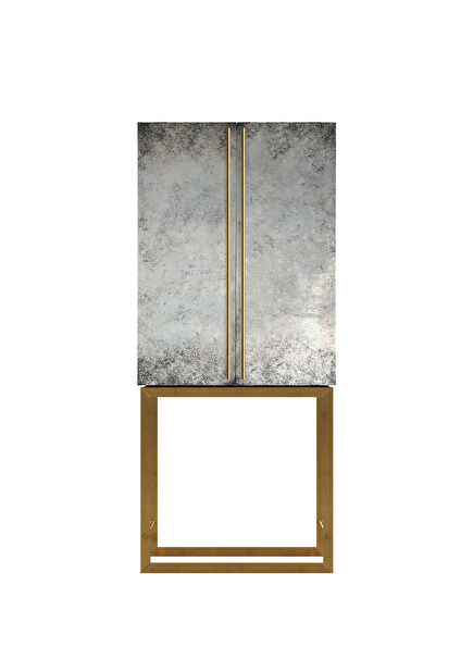 Cloud Handmade Patterned Grey Liquor Cabinet