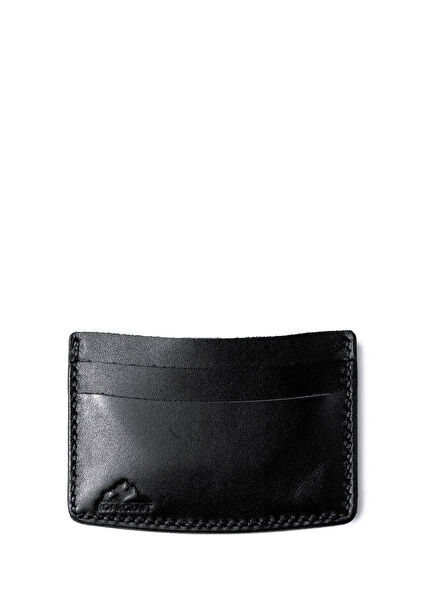 Milet Leather Card Holder with Logo Details in Black