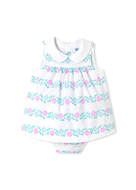 Colorful Floral Printed Poplin Baby Girl Dress