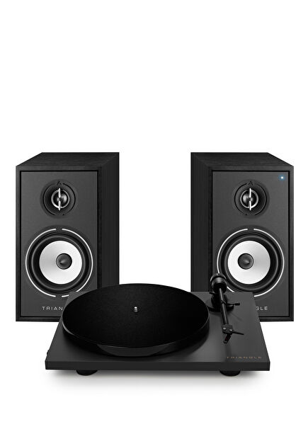 BR02 Connect + Lunar 1 Black Turntable + Active Speaker Set
