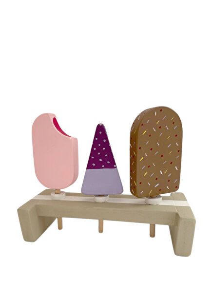 Chocolate Strawberry Rasberry Toy Wooden Ice Cream Set