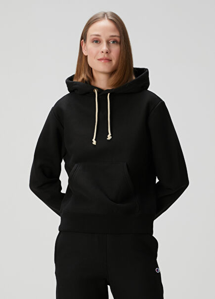 Siyah Kapüşonlu Sweatshirt