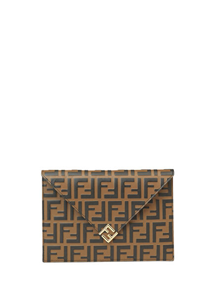 Brown Logo Patterned Women's Hand Portfolio