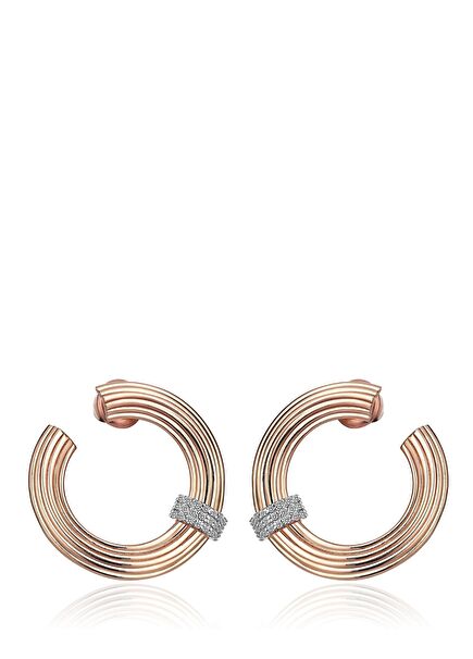 Cannoli Diamond Detailed Women's Gold Earrings