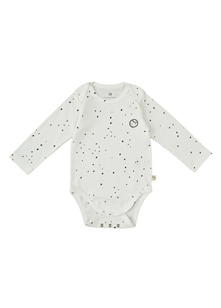 Cosmos Beyaz Organik Pamuk Ayarlanabilir Çıtçıtlı Uzun Kollu Unisex Bebek Zıbın