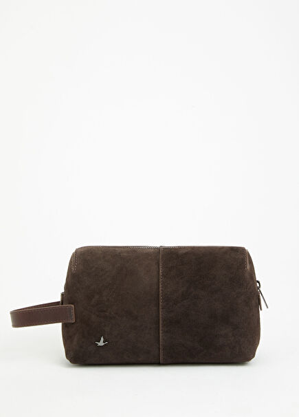Brown Suede Shaving Bag