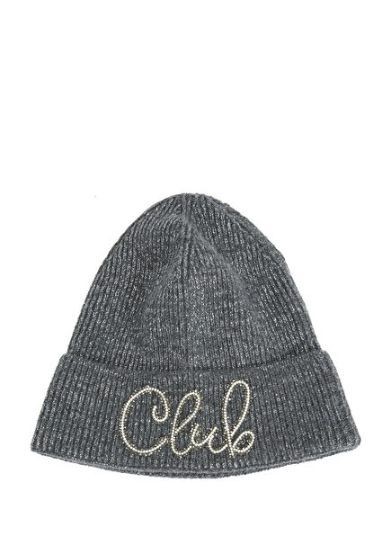 Anthracite Glittery Women's Knit Wool Beanie