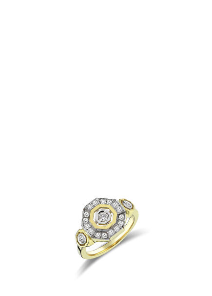 Focus Stone Detailed Women's Gold Ring