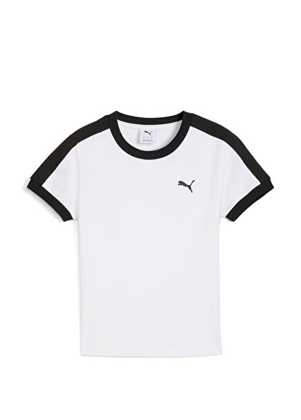 T7 White Dar Kesim Kısa Kollu Kadın Spor T-shirt