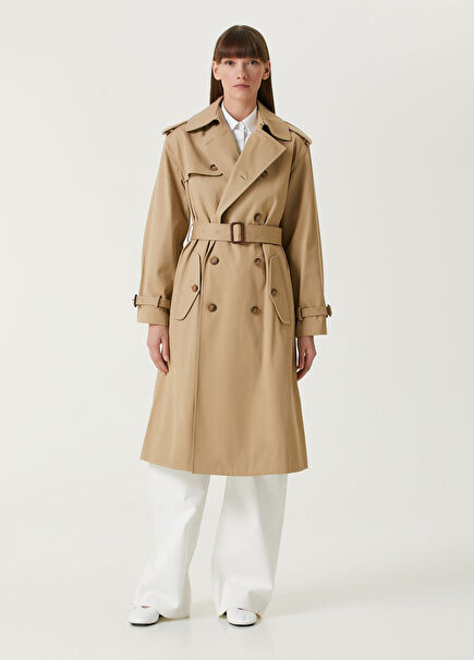 Beige Double-Breasted Trench Coat