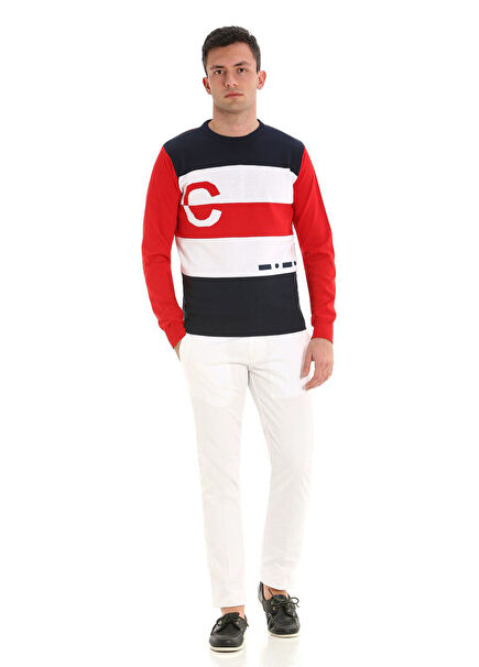 Jumper G36 Red Striped Long Sleeve Men's Sweater