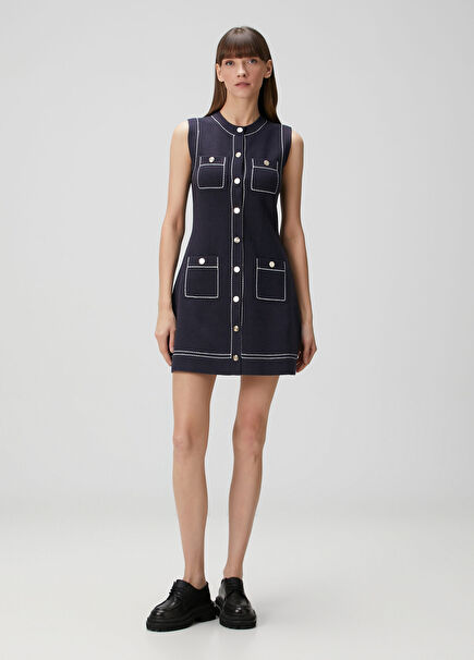 Lacivert Mini Elbise