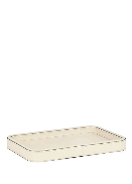 Jane Small Cream Rectangular Leather Tray