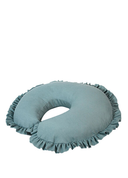Teal Indigo Cotton Ruffled Baby Nursing Pillow