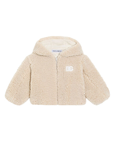 White Yellow Shearling Textured Baby Boy Jacket