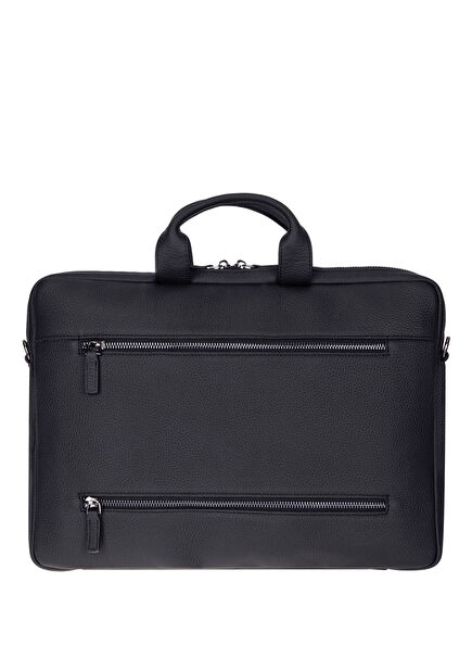 Urban Shell Pro 16" Noir Black Hakiki Deri Laptop Macbook Çantası